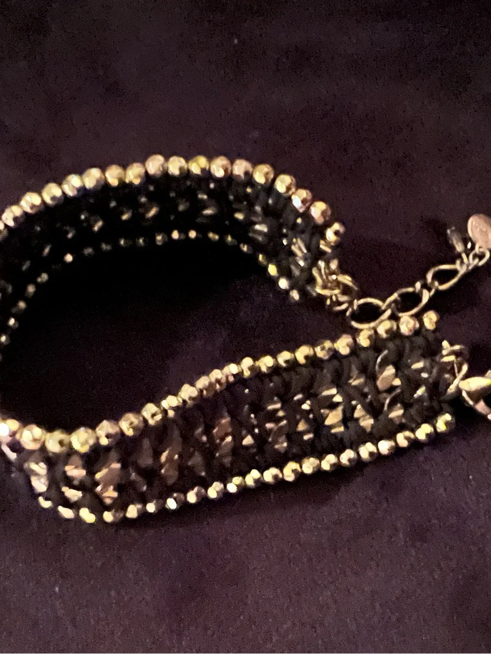 Stella & Dot Black and Gold Woven Bead Bracelet